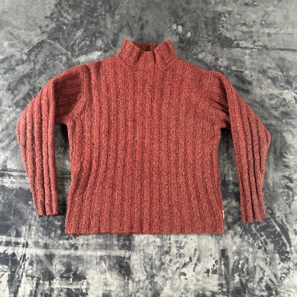 American Eagle Sweater Womens Medium Red Wool Blend Mock Neck Ribbed Knit